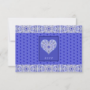 Tarjeta De Confirmación De Asistencia Azul de encaje cerámico de Grecia