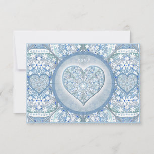 Tarjeta De Confirmación De Asistencia Azul de luz de encaje cerámico