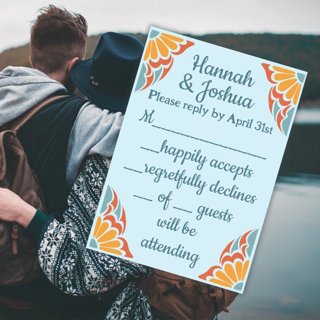 Tarjeta De Confirmación De Asistencia Azul Groovy claro (Subido por el creador)