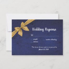 Tarjeta De Confirmación De Asistencia Azul oscuro con arco de oro