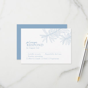 Tarjeta De Confirmación De Asistencia Azul turbio elegante Minimalista botánico