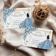 Baby Blue Oro Quinceañera Princesa Mariposa