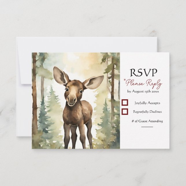 Tarjeta De Confirmación De Asistencia Baby Moose Gender Neutral Baby Shower (Anverso)
