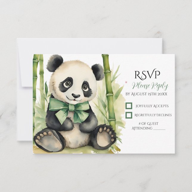 Tarjeta De Confirmación De Asistencia Baby Panda Bear Baby Shower (Anverso)