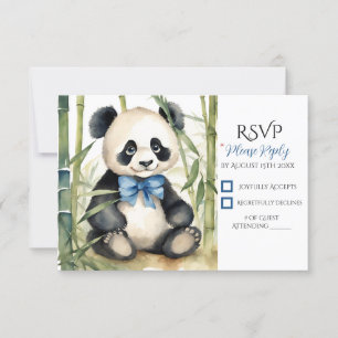 Tarjeta De Confirmación De Asistencia Baby Panda Bear Boy Baby Shower