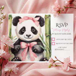 Tarjeta De Confirmación De Asistencia Baby Panda Bear Chica Baby Shower
