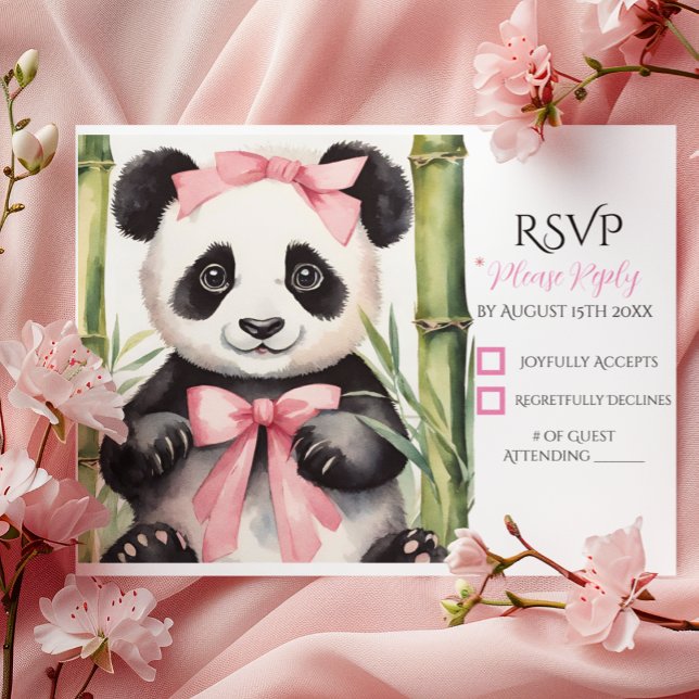 Tarjeta De Confirmación De Asistencia Baby Panda Bear Chica Baby Shower (Subido por el creador)