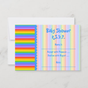 Tarjeta De Confirmación De Asistencia Baby Shower, arco iris raya el modelo