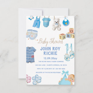 Tarjeta De Confirmación De Asistencia Baby Shower | Baby Boy Blue