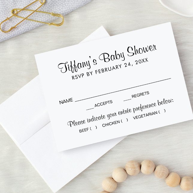 Tarjeta De Confirmación De Asistencia Baby Shower moderno en blanco y negro (Subido por el creador)