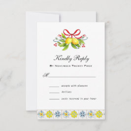 Tarjeta De Confirmación De Asistencia Baldosa italiana con lémones