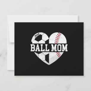 Tarjeta De Confirmación De Asistencia Ball Mom Shirt Heart Graciosa Béisbol