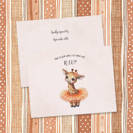 Tarjeta De Confirmación De Asistencia Ballerina Baby Girl Shower Tutu Elegant Giraffe