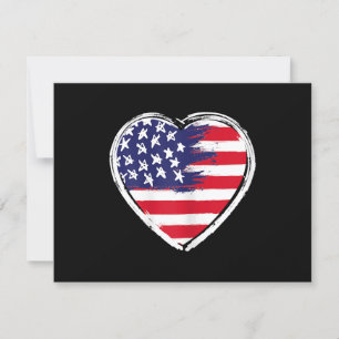 Tarjeta De Confirmación De Asistencia Bandera estadounidense del corazón 4 de julio Estr