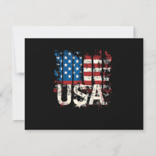 Tarjeta De Confirmación De Asistencia Bandera Retro Americana USA 4 de julio