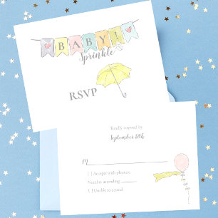 Tarjeta De Confirmación De Asistencia Banner y paraguas de Baby Shower Sprinkle