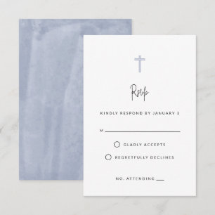 Tarjeta De Confirmación De Asistencia Baptismo azul escrito a mano de color acuático mod
