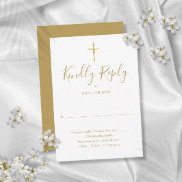 Tarjeta De Confirmación De Asistencia Baptismo Christening First Holy Communia Gold