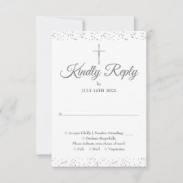 Tarjeta De Confirmación De Asistencia Baptismo Christening First Holy Communia Silver