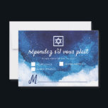 Tarjeta De Confirmación De Asistencia Bar Bat Mitzvah Color azul moderno<br><div class="desc">Compuesta por libreto y tipografía de suero; Todo sobre un fondo de color azul. 
 
 Esto es diseñado por Select Fiesta Supplied,  exclusivo para Zazzle.
 
 Disponible aquí:http://www.zazzle.com/store/selectpartysupplies</div>