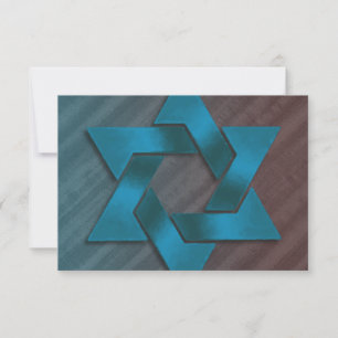 Tarjeta De Confirmación De Asistencia Bar Mitzvah Brown y Estrella Verde azulada de Davi