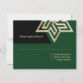 Tarjeta De Confirmación De Asistencia Bar Mitzvah Cualquier color con estrella de oro de