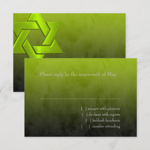 Tarjeta De Confirmación De Asistencia Bar Mitzvah Elegante Estrella Verde Lime de David