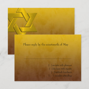 Tarjeta De Confirmación De Asistencia Bar Mitzvah Estilo Estrella de David Amarillo Ombr