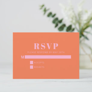 Tarjeta De Confirmación De Asistencia Bar Mitzvah Minimalista Moderna Rosa Naranja Perso