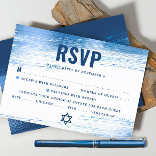 Tarjeta De Confirmación De Asistencia Bar Mitzvah Moderno Negrita Tipografía Azul Marino