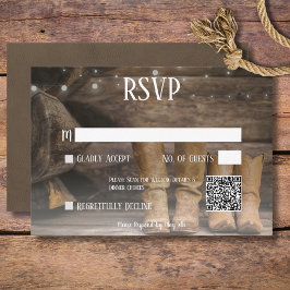 Tarjeta De Confirmación De Asistencia Barn & Boots Rústico Vaquero Boda Western Código Q