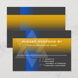 Tarjeta De Confirmación De Asistencia Barra Mitzvah azul y amarillo en cualquier color