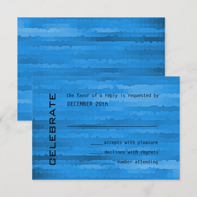 Tarjeta De Confirmación De Asistencia Barras Mitzvah Blue Techno (Anverso / Reverso)