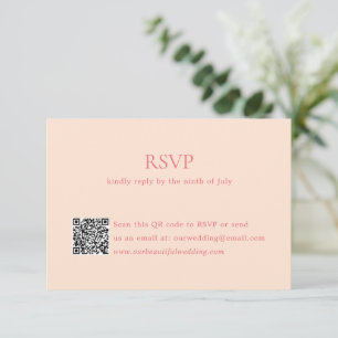 Tarjeta De Confirmación De Asistencia Barrera elegante de código QR Peach moderno