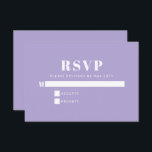 Tarjeta De Confirmación De Asistencia Bat Minimalista moderno Mitzvah Lavender Purple<br><div class="desc">Tipografía audaz Lavanda Purple Simple Moderno Bat Minimalista Mitzvah RSVP Card</div>