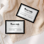 Tarjeta De Confirmación De Asistencia Bat Mitzvah Purpurinoso Elegante negro y plateado<br><div class="desc">Esta tarjeta de inserción de moda incluye letras en negrita en la parte delantera con un aspecto en capas en purpurina plateado y blanco, y una parte posterior de color sólido. Agregue el texto utilizando el formulario de plantilla. Cambie el tipo de letra, el diseño y los colores utilizando la...</div>
