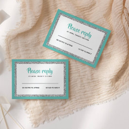 Tarjeta De Confirmación De Asistencia Bat Mitzvah Purpurinoso, té y plata