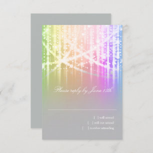 Tarjeta De Confirmación De Asistencia Bat Mitzvah Rainbow Sparkly Luces