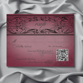 Tarjeta De Confirmación De Asistencia Batalla de vintage hasta la muerte Boda de Borgoña