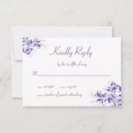 Tarjeta De Confirmación De Asistencia Batería Formal Purple Floral Mitzvah
