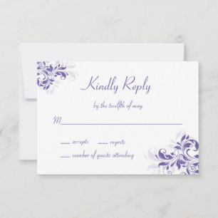 Tarjeta De Confirmación De Asistencia Batería Formal Purple Floral Mitzvah