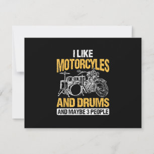 Tarjeta De Confirmación De Asistencia Baterista Tocando Me gustan las motocicletas y los