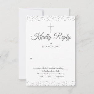 Tarjeta De Confirmación De Asistencia Bautismo Bautizo Primera Comunión Plata