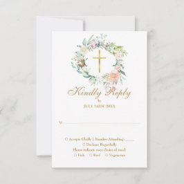 Tarjeta De Confirmación De Asistencia Bautismo floral Christening First Holy Communición
