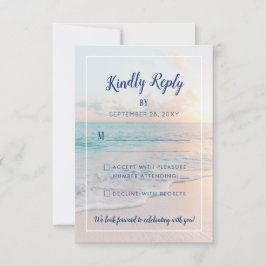 Tarjeta De Confirmación De Asistencia Beach Wedding Sandy Ocean Sunset