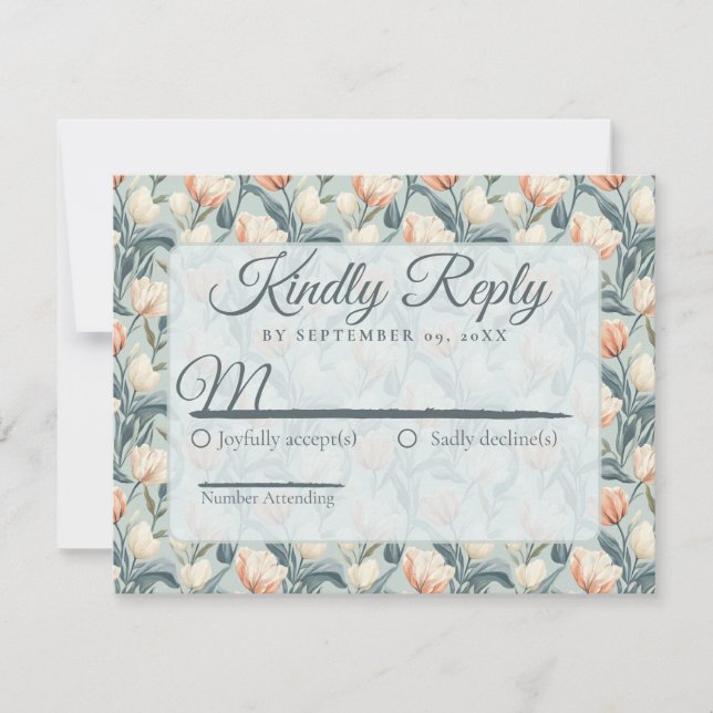 Tarjeta De Confirmación De Asistencia Beautiful Minimal Tulip Flower Spring Wedding (Anverso)