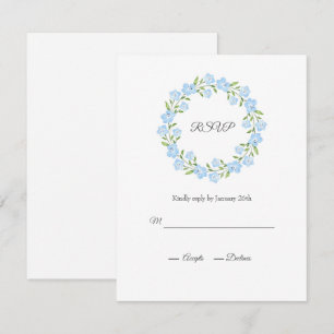 Tarjeta De Confirmación De Asistencia Bebé Blue Eyes Watercolor Flor Wreath