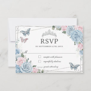 Tarjeta De Confirmación De Asistencia Bebé suave Rosas florales rosas Quinceañera