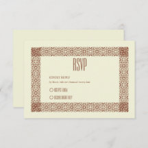 Beige Brown Boda Geométrico Islámico de Dos Bordes