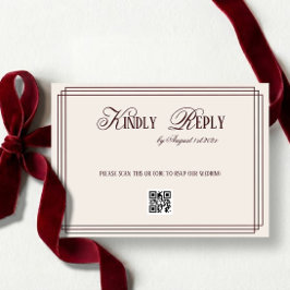 Tarjeta De Confirmación De Asistencia Beige Dark Red Old Money Wedding QR code